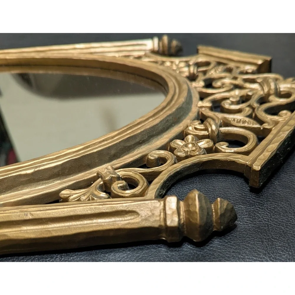Vintage Syroco Gilted Mirror #5112 Hollywood Regency 1965 Scrolls & Floral Motif